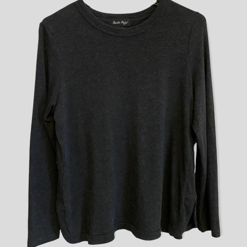Charlie Paige Charcoal Grey Long Sleeve Top Size Large